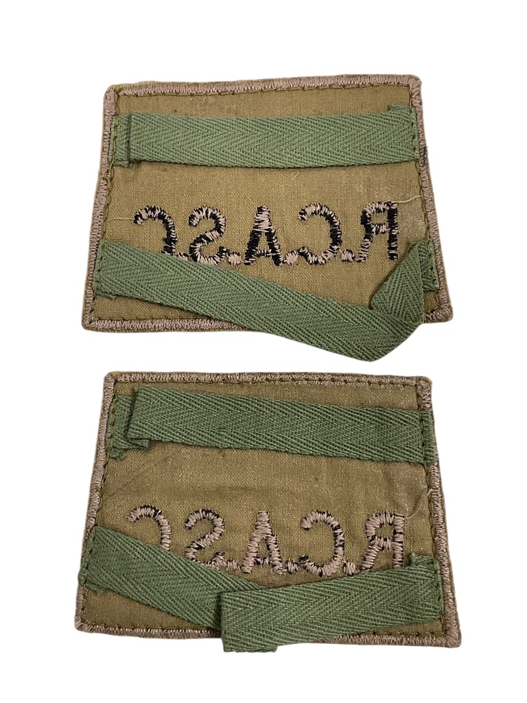 WW2 Royal Canadian Army Service Corps RCASC Tropical Slip-Ons Insignia Pair WW2 Royal Canadian Army Service Corps RCASC Tropical Slip-Ons Insignia Pair