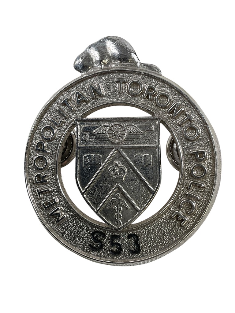 Canadian Metropolitan Toronto Police Sergeant No S53 1957 Pattern Cap Badge Canadian Metropolitan Toronto Police Sergeant No S53 1957 Pattern Cap Badge