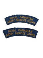 WW2 Royal Canadian Army Service Corps Canvas Shoulder Titles Insignia Pair WW2 Royal Canadian Army Service Corps Canvas Shoulder Titles Insignia Pair