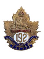 WW1 Canadian CEF 192nd Battalion Sweetheart WW1 Canadian CEF 192nd Battalion Sweetheart