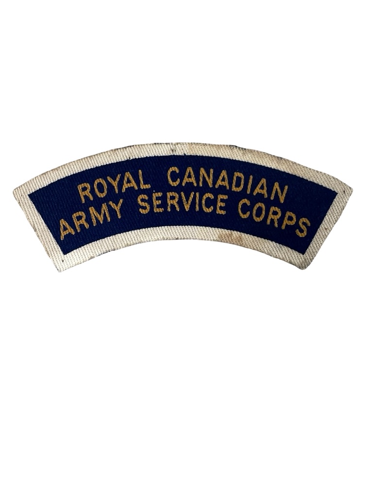 WW2 Royal Canadian Army Service Corps RCASC Printed Canvas Shoulder Title Insignia Single WW2 Royal Canadian Army Service Corps RCASC Printed Canvas Shoulder Title Insignia Single
