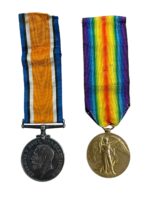 WW1 British BEF Medal Group Pair Full Size 39607 PTE. C.W. Morton Lancashire Fusiliers