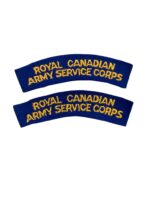 WW2 Royal Canadian Army Service Corps Shoulder Titles Insignia Pair British Made WW2 Royal Canadian Army Service Corps Shoulder Titles Insignia Pair British Made