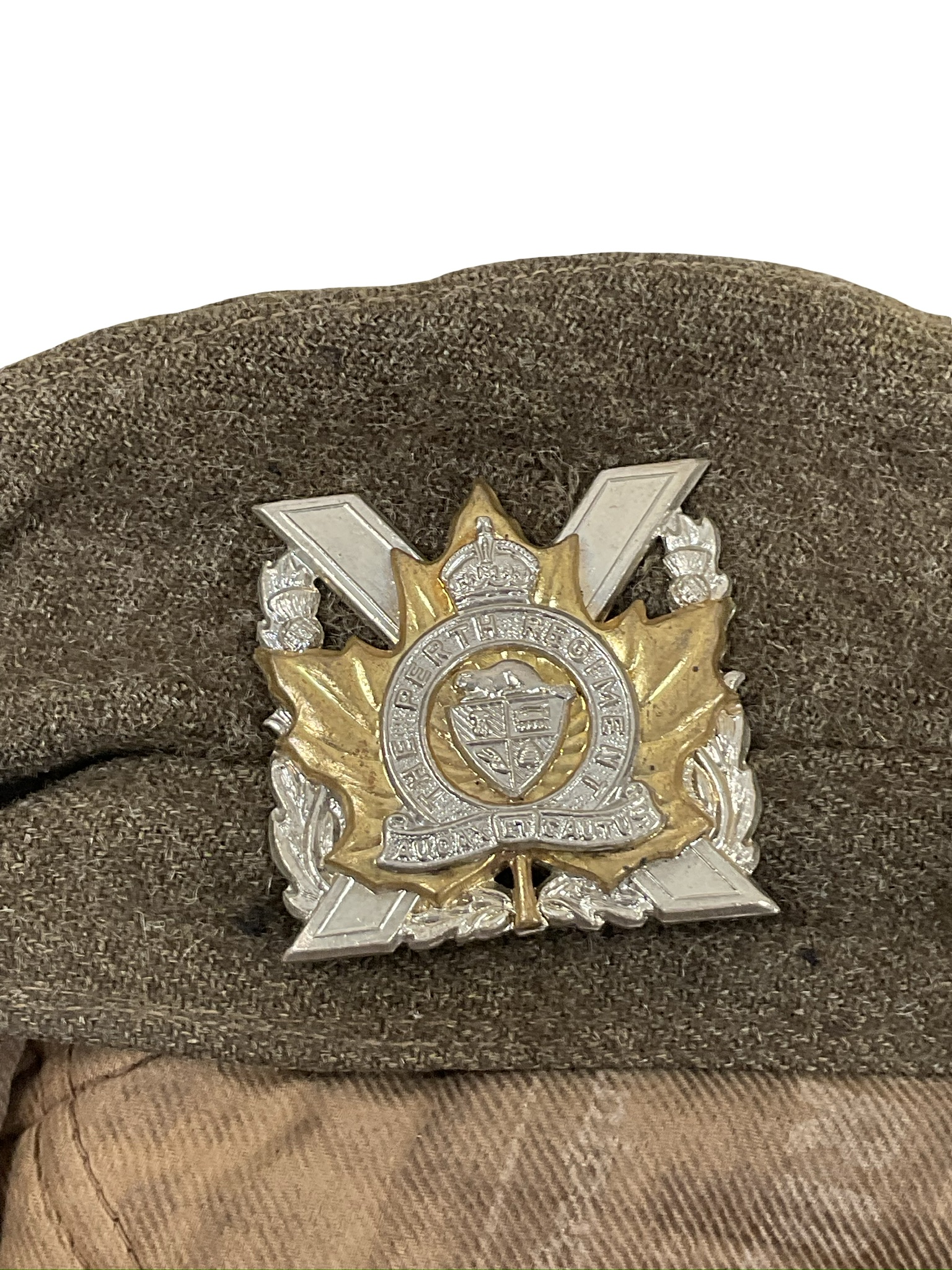 Canadian The Perth Regiment Scottish Khaki Balmoral Size 7 1/4 Dated 1948 Canadian The Perth Regiment Scottish Khaki Balmoral Size 7 1/4 Dated 1948