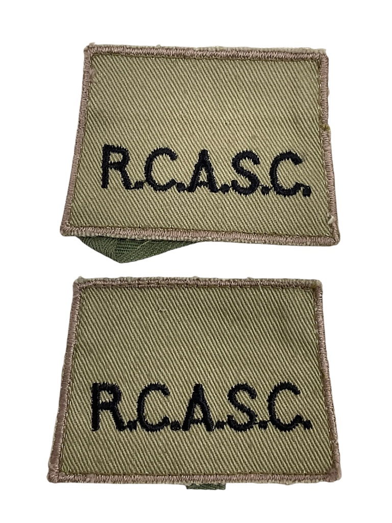 WW2 Royal Canadian Army Service Corps RCASC Tropical Slip-Ons Insignia Pair WW2 Royal Canadian Army Service Corps RCASC Tropical Slip-Ons Insignia Pair