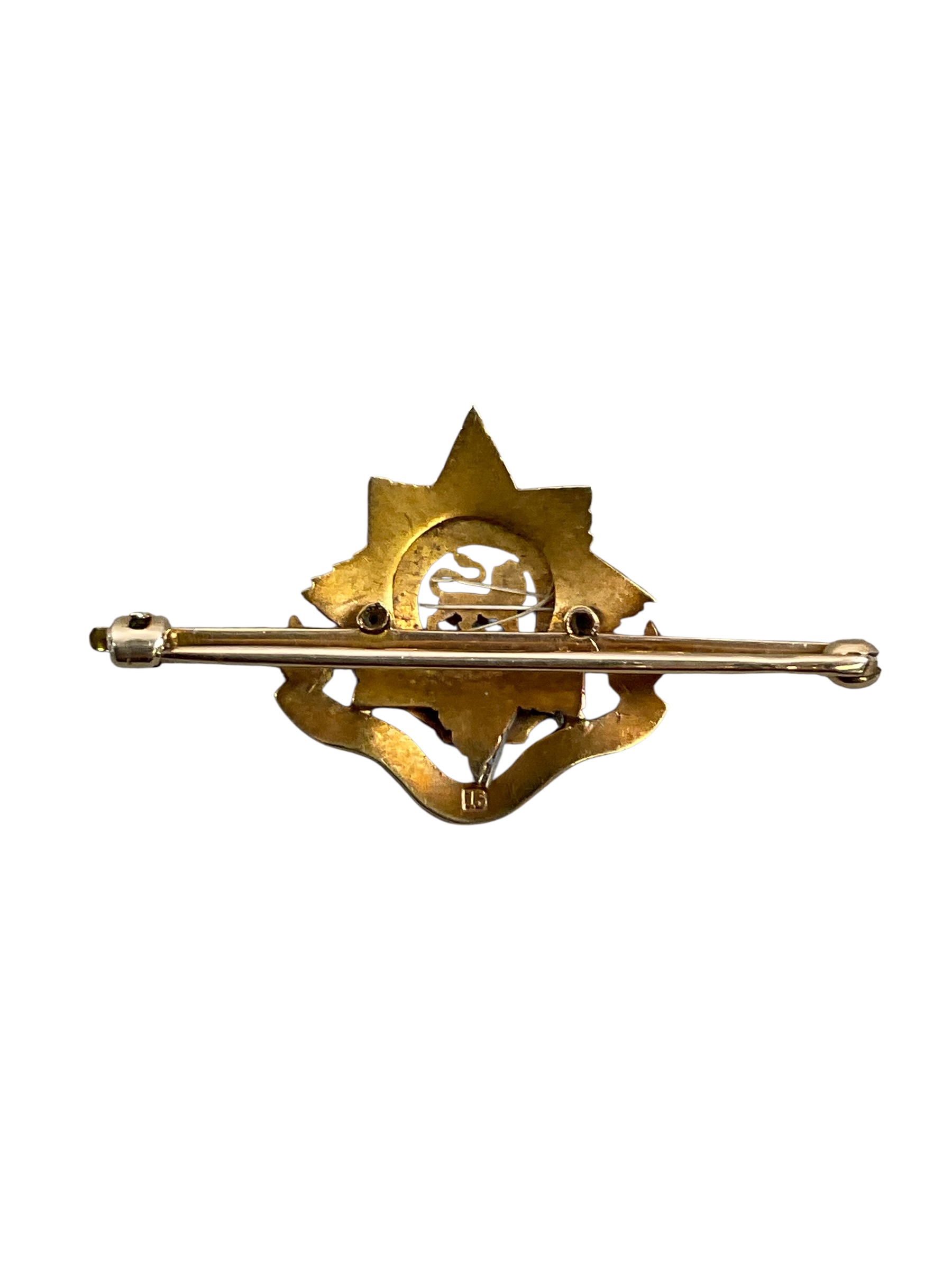 WW1 British BEF Worcestershire Regiment 15K Gold Sweetheart Lapel Badge WW1 British BEF Worcestershire Regiment 15K Gold Sweetheart Lapel Badge