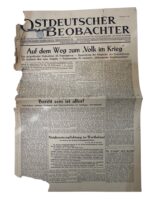 WW2 German Ostdeutscher Beobachte Propaganda Newspaper Dated August 1 1944 WW2 German Ostdeutscher Beobachte Propaganda Newspaper Dated August 1 1944