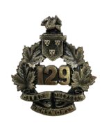 WW1 Canadian CEF 129th Battalion Collar Insignia Single
