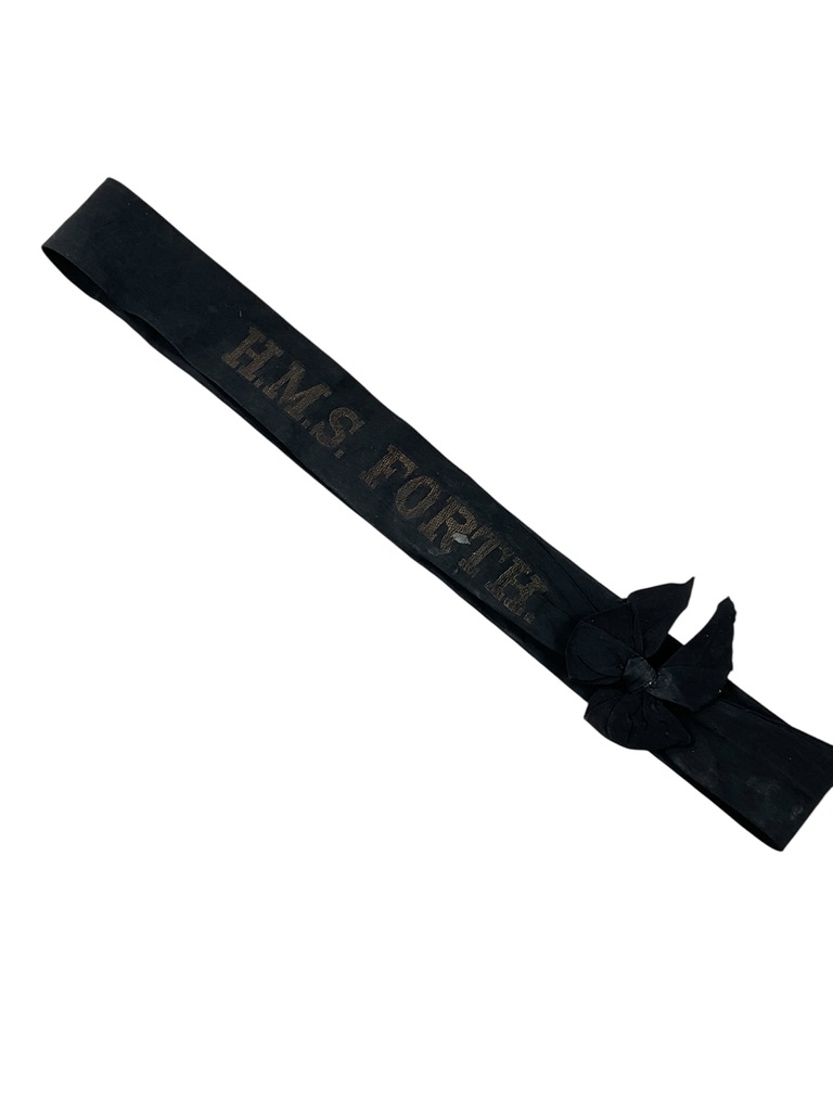 WW2 British RN Navy HMS Forth. Cap Tally Full Length WW2 British RN Navy HMS Forth. Cap Tally Full Length
