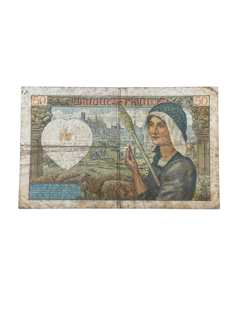 WW2 French 50 Franc Banknote Dated November 1941 WW2 French 50 Franc Banknote Dated November 1941
