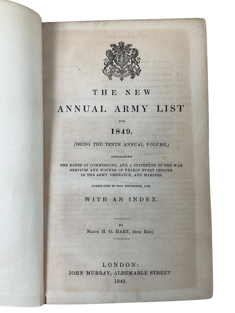 British The New Hart’s Annual Army List for 1849 Used Hardcover Reference Book British The New Hart’s Annual Army List for 1849 Used Hardcover Reference Book