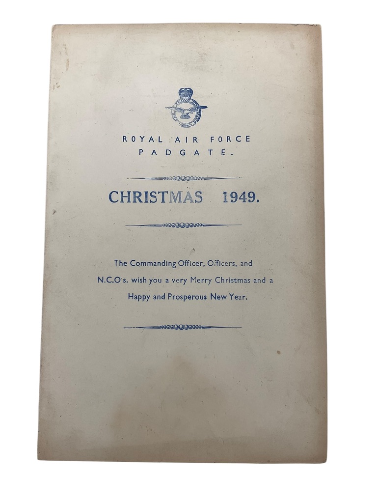 British RAF 54th Fighter Squadron Christmas Dinner Menu Dated 1949 British RAF 54th Fighter Squadron Christmas Dinner Menu Dated 1949