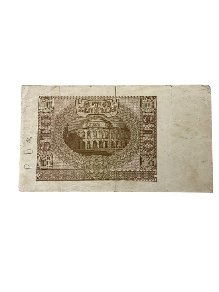 WW2 Polish 100 Zlotych Banknote Dated March 1940 WW2 Polish 100 Zlotych Banknote Dated March 1940