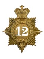British Victorian 12th East Suffolk Regiment of Foot Officer's Shako Plate British Victorian 12th East Suffolk Regiment of Foot Officer's Shako Plate