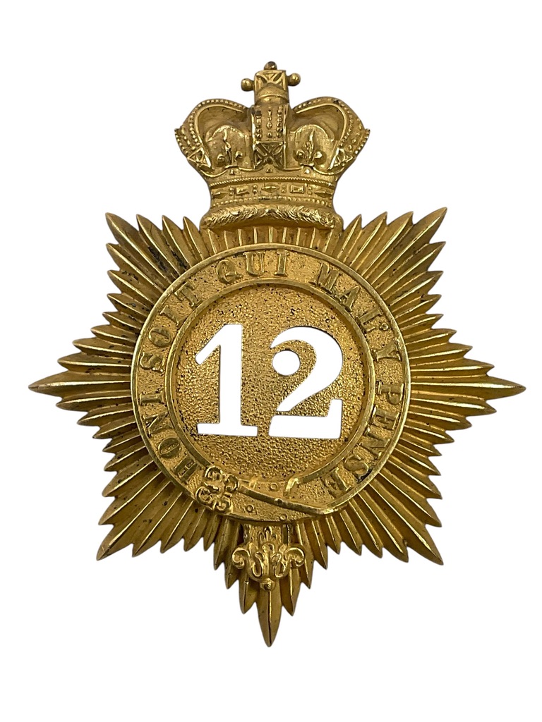 British Victorian 12th East Suffolk Regiment of Foot Officer's Shako Plate British Victorian 12th East Suffolk Regiment of Foot Officer's Shako Plate