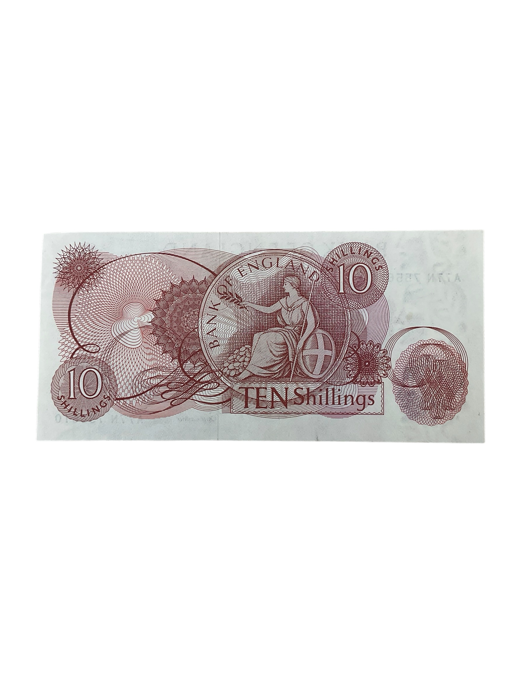 British Bank of England Ten Shillings Banknote 1960 Era British Bank of England Ten Shillings Banknote 1960 Era