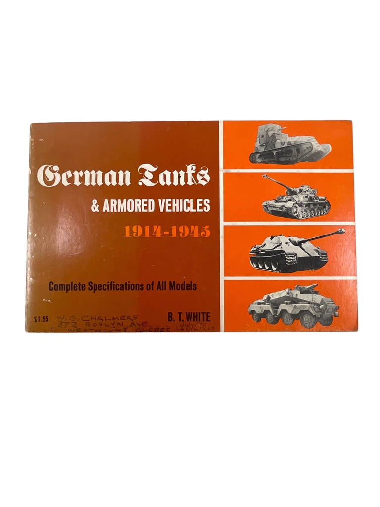 WW1 WW2 German Tanks and Armored Vehicles 1914-1945 Arco Used Softcover Reference Book WW1 WW2 German Tanks and Armored Vehicles 1914-1945 Arco Used Softcover Reference Book