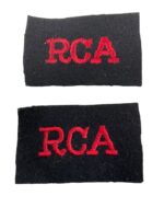 WW2 Royal Canadian Artillery RCA Slip-Ons Insignia Pair