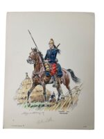 WW1 French Cavalry 1914 Dragoons Watercolour 12 3/4" X 9 3/4" Signed No 95