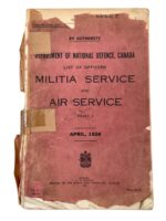 Canadian List of Officers Militia Service and Air Service Part 1 April 1926 Used Softcover Reference Book