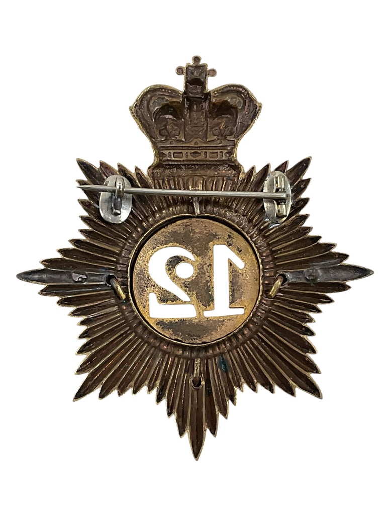 British Victorian 12th East Suffolk Regiment of Foot Officer's Shako Plate British Victorian 12th East Suffolk Regiment of Foot Officer's Shako Plate