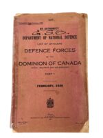 Canadian List of Officers Defence Forces of the Dominion of Canada Part 1 February 1930 Used Softcover Reference Book