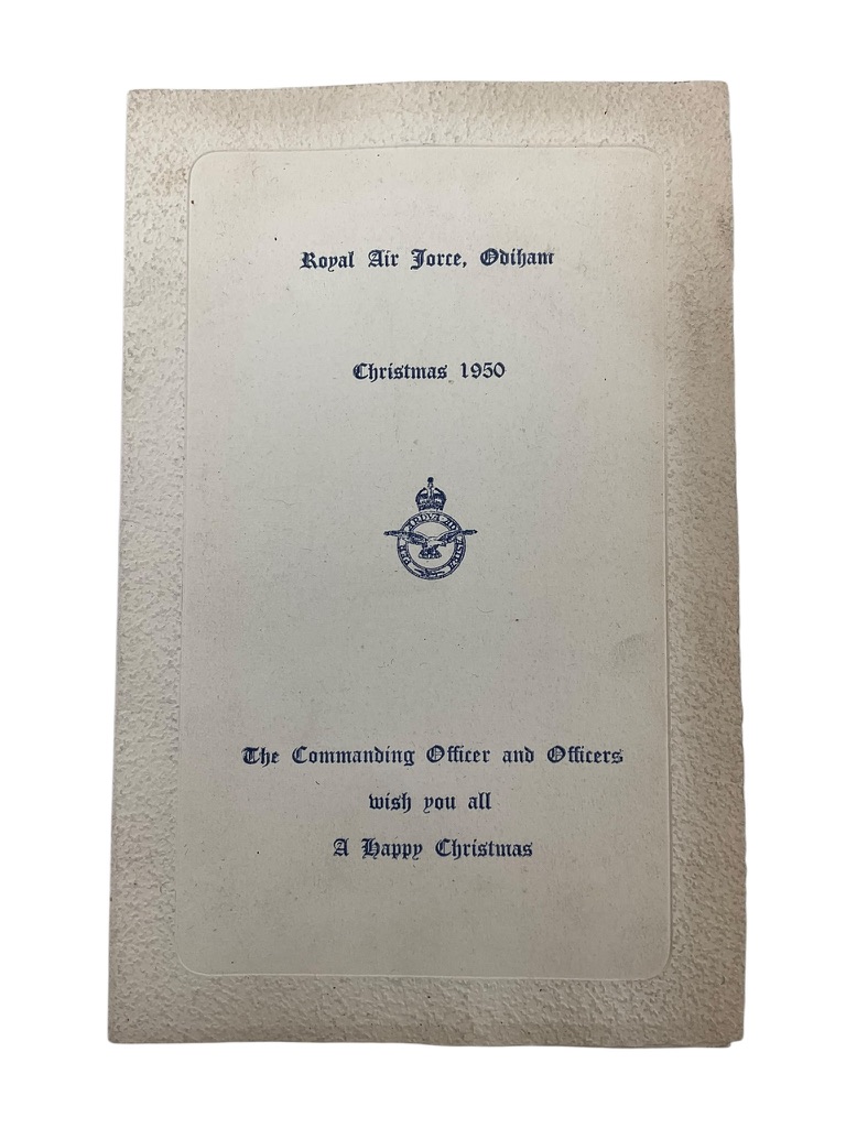 British RAF 54th Fighter Squadron Christmas Dinner Menu Dated 1950 British RAF 54th Fighter Squadron Christmas Dinner Menu Dated 1950