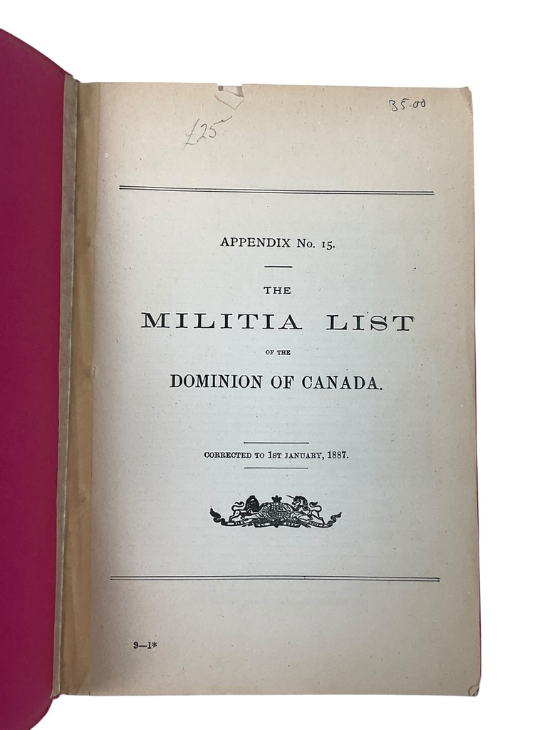 Canadian The Militia List of Officers 1887 Used Softcover Reference Book Canadian The Militia List of Officers 1887 Used Softcover Reference Book