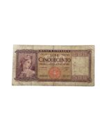 Italian 500 Lire Banknote Dated August 1947