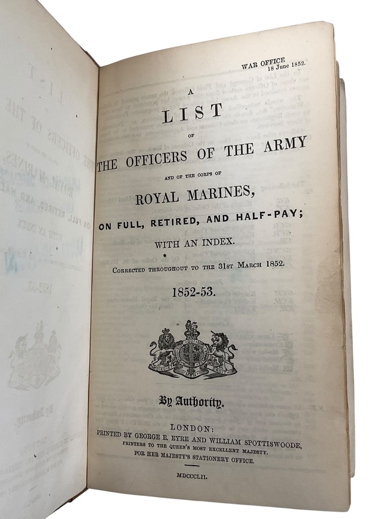 British A List of the Officers of the Army and Corps of Royal Marines 1852-53 Used Hardcover Reference Book British A List of the Officers of the Army and Corps of Royal Marines 1852-53 Used Hardcover Reference Book