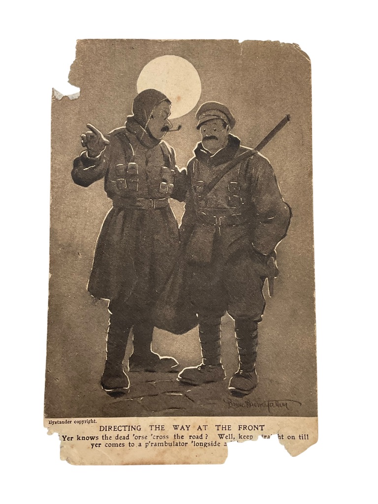 WW1 British BEF Bairnsfather Directing The Way At The Front Patriotic Post Card WW1 British BEF Bairnsfather Directing The Way At The Front Patriotic Post Card