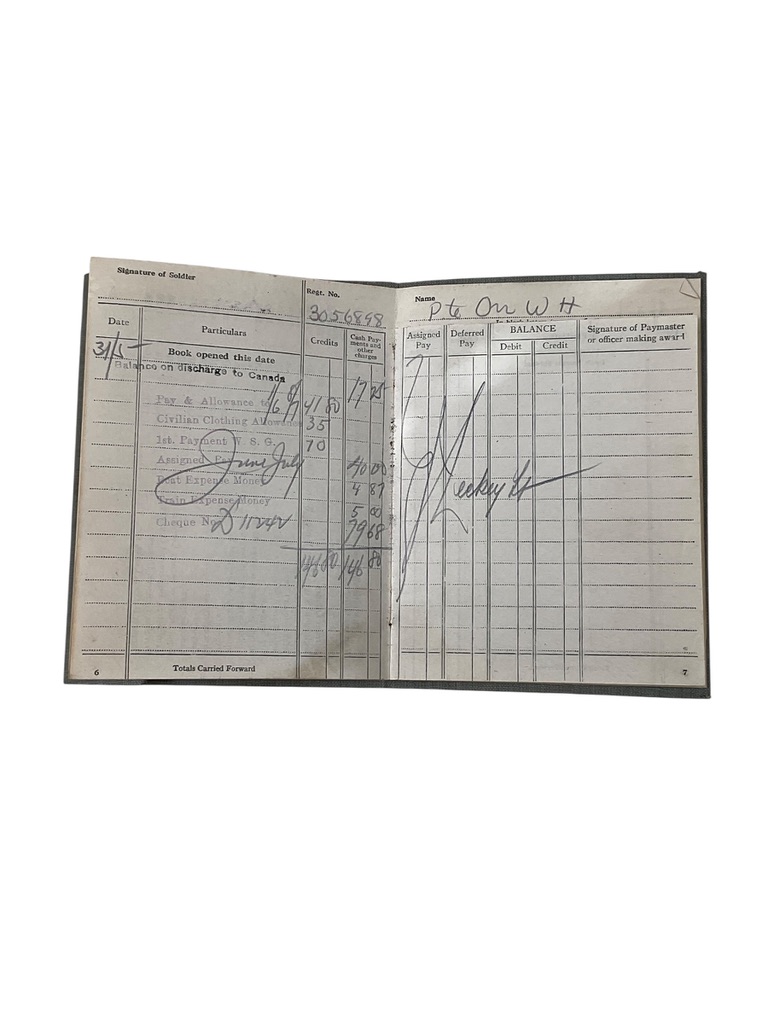 WW1 Canadian CEF Pay Book 3056848 Pte. W.H. Orr WW1 Canadian CEF Pay Book 3056848 Pte. W.H. Orr