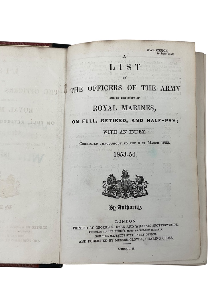 British A List of the Officers of the Army and Corps of Royal Marines 1853-54 Used Hardcover Reference Book British A List of the Officers of the Army and Corps of Royal Marines 1853-54 Used Hardcover Reference Book