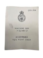 Princess Patricia's Canadian Light Infantry Machine Gun 7.62MM C1 Ten Point Check Used Leaflet