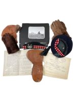 WW1 Canadian RFC Pilot's Helmet With Flight Gloves and Documents 25th Battalion