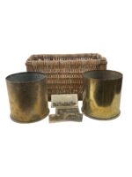 WW1 Imperial German 21cm Krupp Mortar Shells INERT With Wicker Transit Box and Photographs