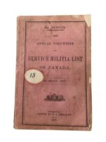 Canadian The Annual Volunteer and Service Militia List of Canada 1st March 1867 Used Softcover Reference Book