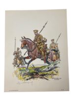 WW1 British Cavalry 1914 Lancers Watercolour 12 3/4" X 9 3/4" Signed No 90
