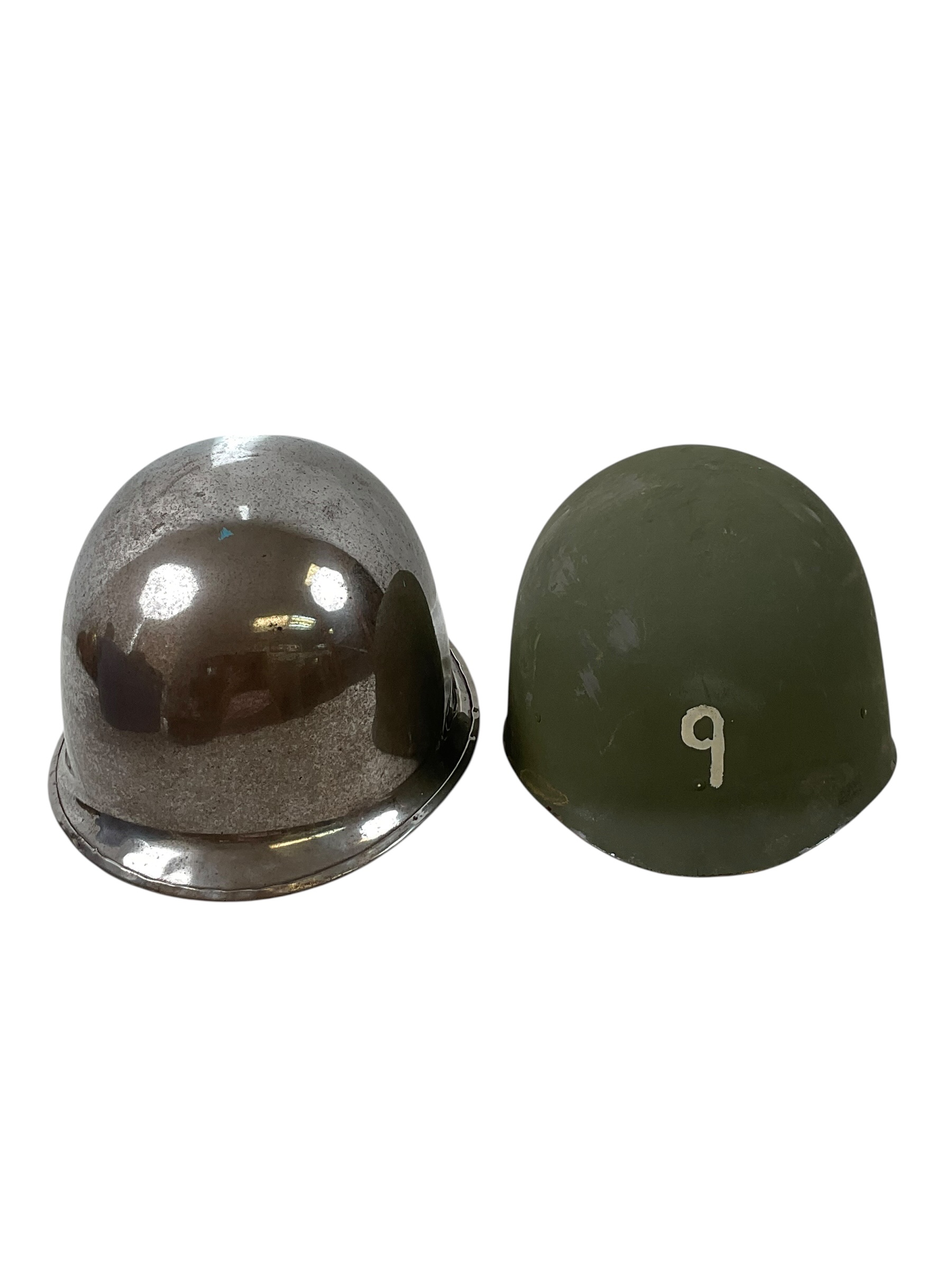 US Vietnam M1 Front Seam Swivel Bale CHROMED Helmet US Vietnam M1 Front Seam Swivel Bale CHROMED Helmet